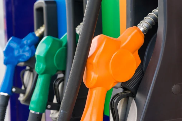 Close Colourful Fuel Pumps Gas Station — Stock Photo, Image