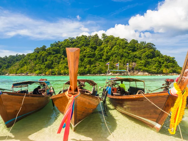 Традиционные Длиннохвостые Деревянные Лодки Острове Липе Расположены Провинции Стун Таиланд — стоковое фото