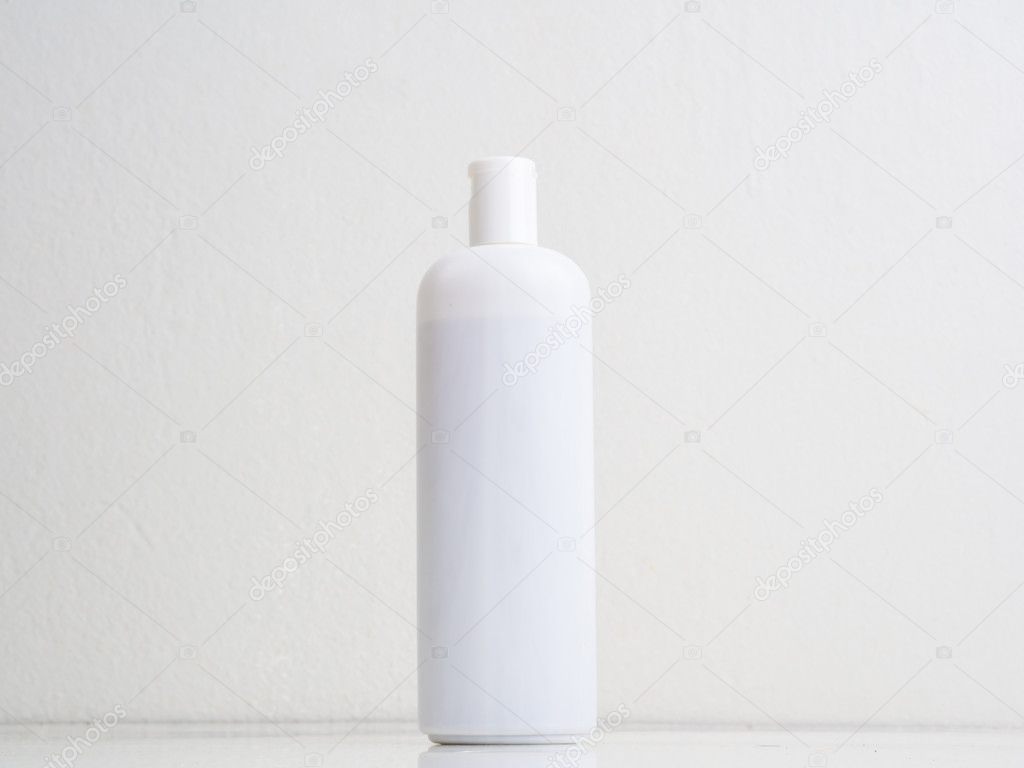 White  plastic bottle for cosmetic on white