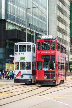 Hong Kong Çift katlı tramvay orta. Tramvaylar Hong Kong 