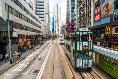 Hong Kong Çift katlı tramvay orta. Tramvaylar Hong Kong 