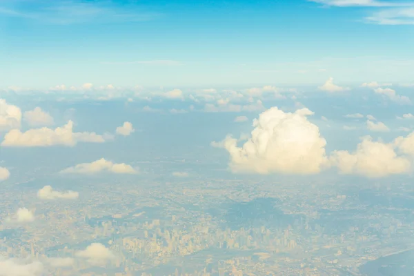Cielo Con Vista Las Nubes Desde Avión Puede Ver Continente — Foto de Stock