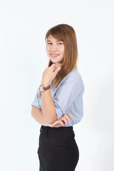 Unga asiatiska affärskvinna i enhetlig leende — Stockfoto