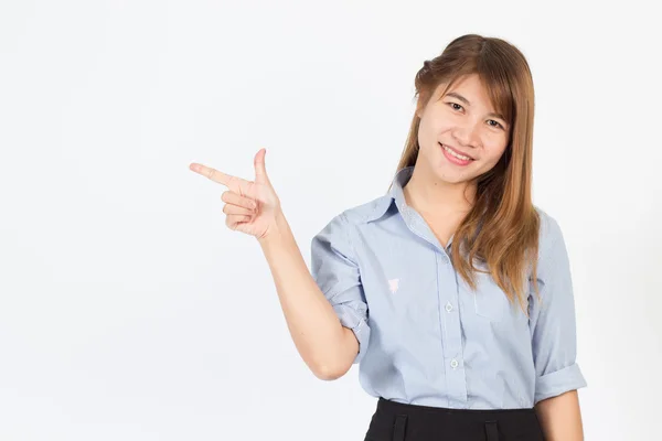 Young asian office women indicate side space — Stock Photo, Image