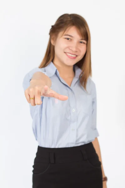 Unga asiatiska office kvinnorna ange sida — Stockfoto