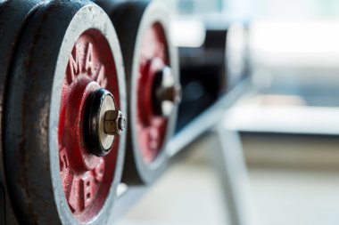 Dumbbell fitness ve spor salonunda tarih seçici odak 