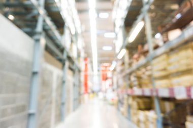 Büyük mobilya depo mağaza sanayi, mağaza Bokeh bulanık fotoğraf bulanık