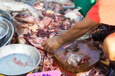 Plaka Satılık balıkçılık köy pazarında taze deniz ürünleri