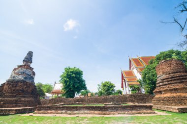 WAT phra si sanphet (wat mongkol bophit) eski pagoda Tapınağı Historical Park, Phra Nakhon Si Ayutthaya, Tayland.