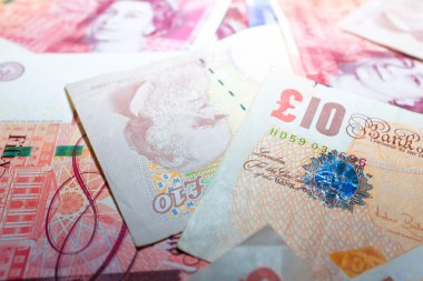 Gbp banknot 10 ve 50 Lirası dizi desen arka planda çeşitli