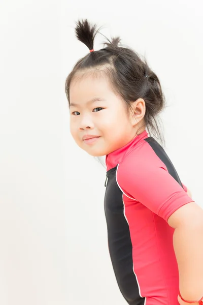 Happy young female girl child baby wear swimming suit relaxing — Stock Photo, Image