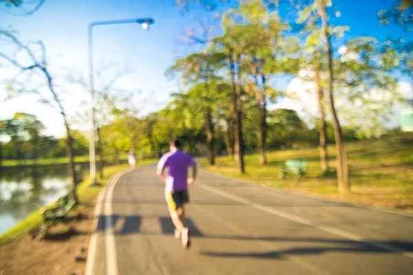 Desfocado Luz Sol Bonita Parque Com Exercício Das Pessoas Exercício — Fotografia de Stock