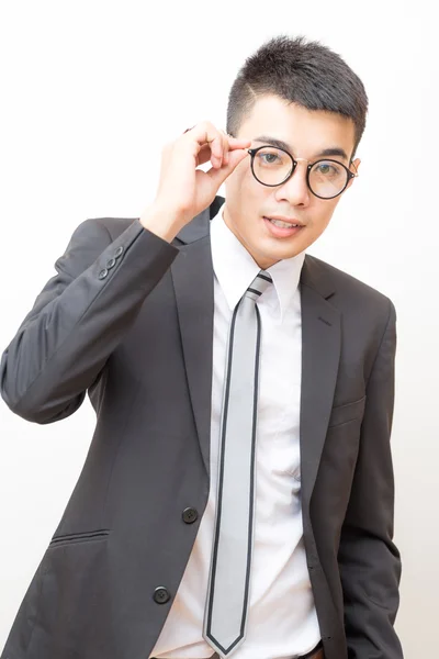 Młody Dobrze Inteligentny Patrząc Azji Profesjonalny Biznesmen Okulary Biały Tło — Zdjęcie stockowe
