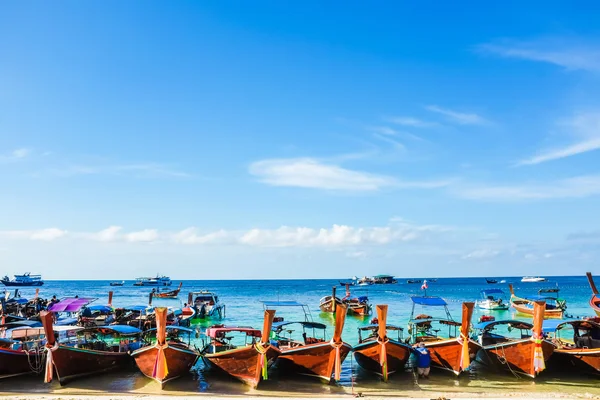 Pesca de cola larga y parque de barcos de viaje en la playa de arena —  Fotos de Stock