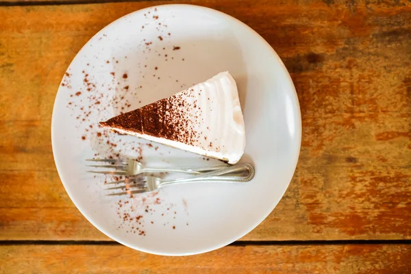 Κέικ Επικάλυψη Σοκολάτα Υγείας Πιάτο Τραπέζι Από Ξύλο — Φωτογραφία Αρχείου