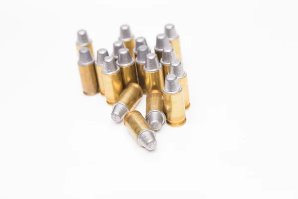 Group Caliber Bullets Pistols Ammo Isolated White Background — Stock Photo, Image