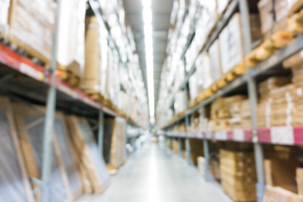 Warehouse inventory in defocus store blur background modern style.