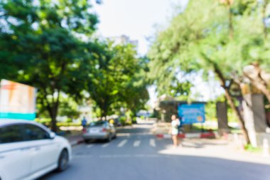 Bokeh kentsel açık otopark yeşil ağaç arka plan bulanık