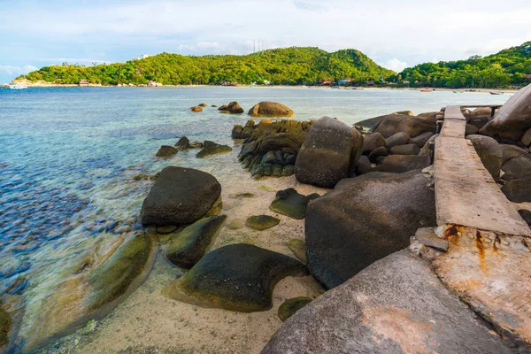 Pedra Praia Costa Tranquila Andaman Mar Koh Tao Tailândia — Fotografia de Stock