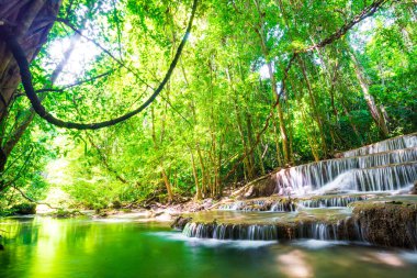 Tropikal ormanın derinliklerindeki güzel şelale, Tayland