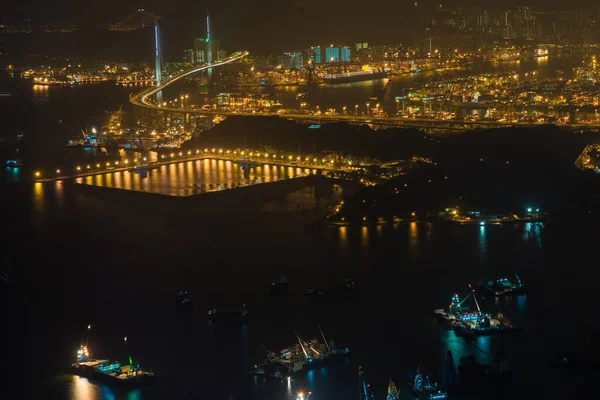 香港城市高楼大厦高层景观观景商业概念 城市夜景 — 图库照片