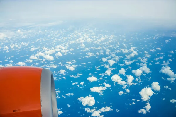 Cielo Azul Aéreo Vista Nubes Desde Avión Ventana Naturaleza Transporte —  Fotos de Stock