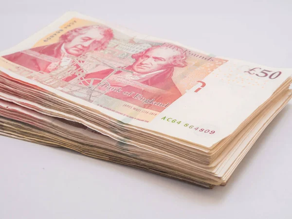 Pile Pound Gbp Money White Background Financial Concept — Stock Photo, Image