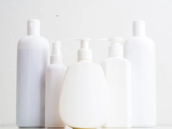 Set Van Blanco Cosmetische Producten Fles Mock Met Pomp Dop — Stockfoto