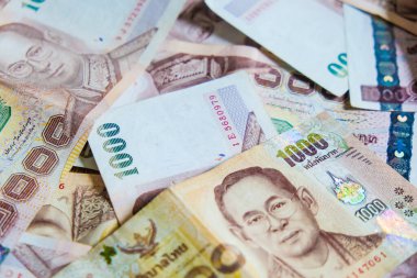 1000 TL Tay baht 'lık arka plan. Yakın plan, işletme finansmanı.