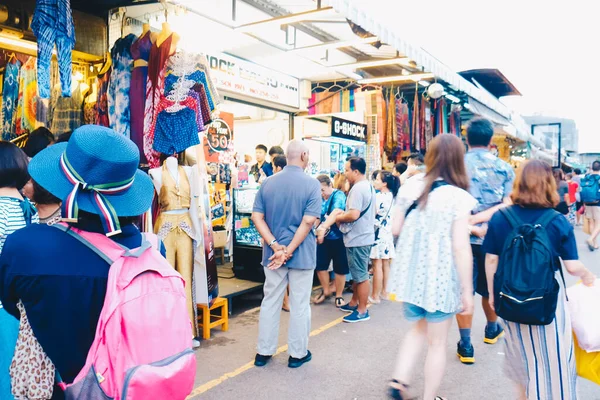 Abstract Blurred People Shopping Chatuchak Market Bangkok Thaiand — Stock Photo, Image