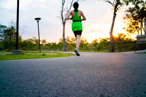 Empty Asphalt Pathway Road City Park Sunset Running Path — Stock Photo, Image