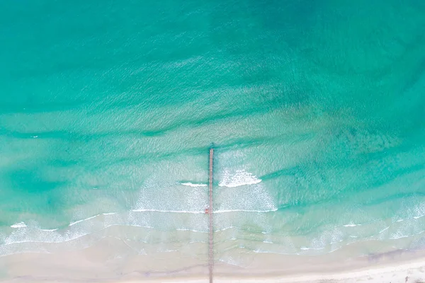 Luftbild Weiß Snad Strand Welle Türkisfarbenes Wasser Sommerurlaub Concep — Stockfoto