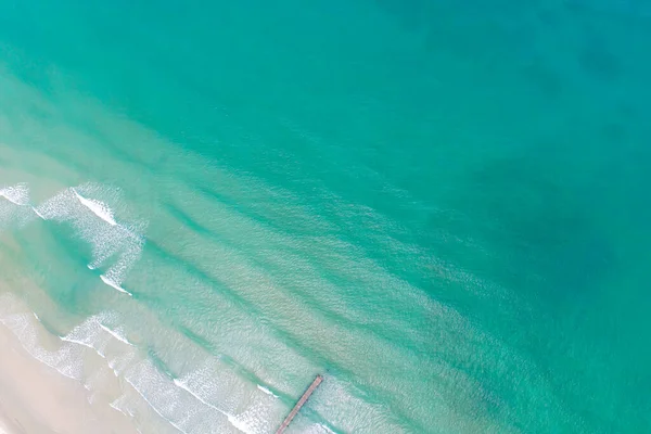 Vista Aérea Blanco Snad Playa Ola Turquesa Agua Verano Vacaciones —  Fotos de Stock