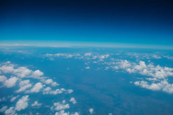 Blue Sky Background Tiny Clouds Airplane Nature Background — Stock Photo, Image