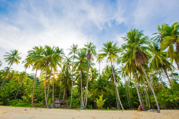 Hermosa Playa Verano Con Arena Blanca Océano Turquesa Contra Cielo — Foto de Stock