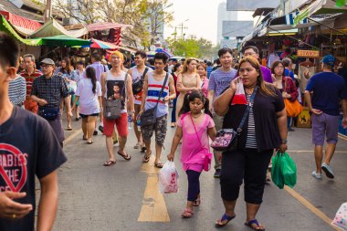 Jatujak Pazar, 25 Ocak 2015 ünlü hafta sonu piyasada Bangkok