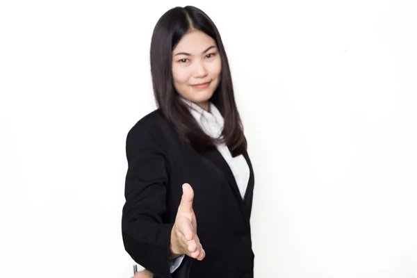 Asiática sonriente mujer de negocios dado mano retrato estudio . —  Fotos de Stock