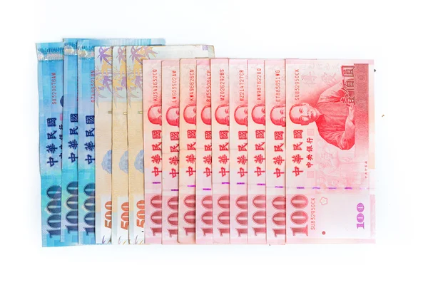 Spread of 1000, 500 and 100 New Taiwan Dollars bill — Stock Photo, Image