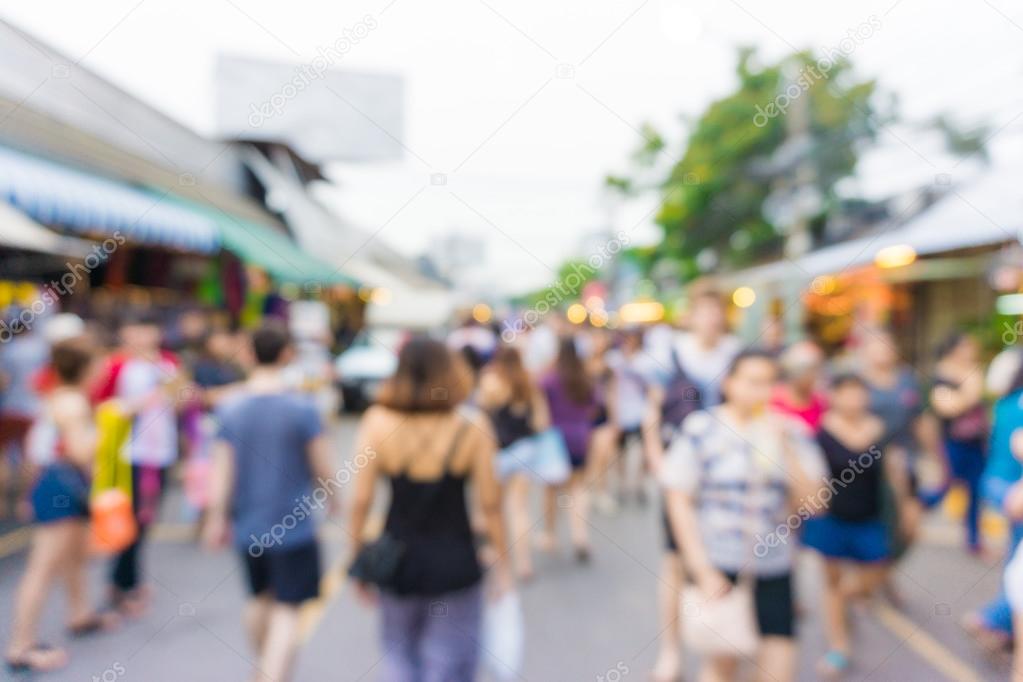 Abstract blurred people shopping at Jatujak market