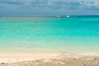 Beach and tropical Andaman sea with blue sky clipart