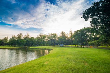 Renkli ağaçların yansıması ile göl üzerinden