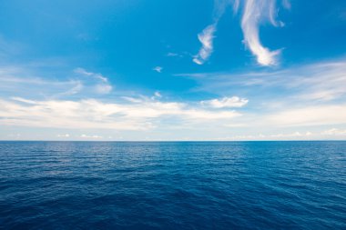 Bulutlu gökyüzü ve deniz yaz sahne