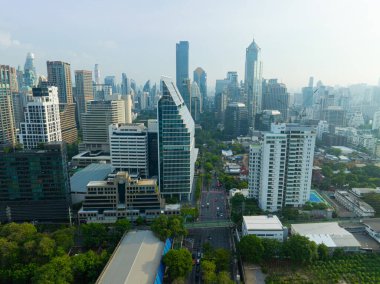 Havacılık manzaralı şehir parkı metropol ofisi Lumpini halk parkı merkezi Bangkok Tayland