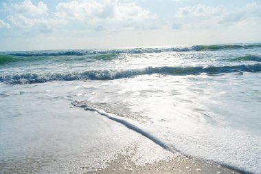 Egzotik beyaz kumlu sahil dalgası güneşli yaz tatili arka planı Samui Tayland