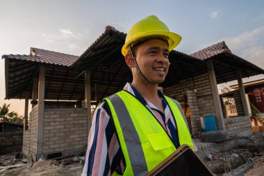 İnşaat mühendisi yeni inşaat şantiyesinde çalışıyor ustabaşı yönetici inşaat endüstrisi