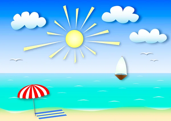 Ilustración de color paisaje marino de verano. efecto de aplicación — Foto de Stock