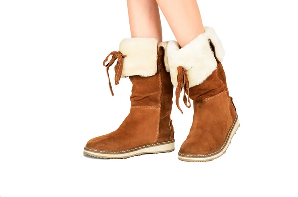 Kızlar bacaklar beyaz arka plan üzerinde izole botlar yan görünümü