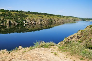 Dinyeper Nehri ve U Khortytsya ada manzara