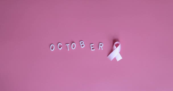 Жовтень місяці обізнаності про рак молочної залози. Повільний рух . — стокове відео