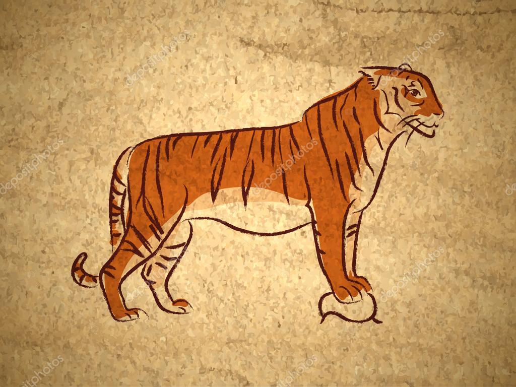 Cave man tiger imágenes de stock de arte vectorial | Depositphotos